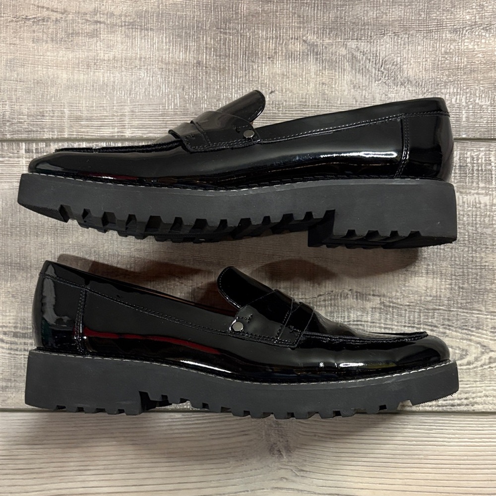 Franco Sarto Shiny Black Loafers EUC 7.5 - Picture 5 of 7
